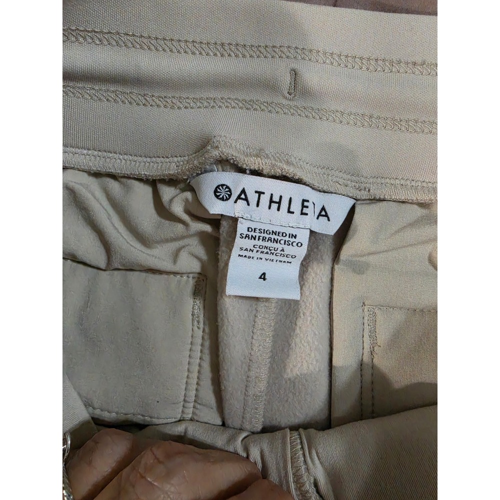 Athleta Whisper Featherless Quilted Joggers Beige Tan Size 4 Insulated Pants - Picture 5 of 6